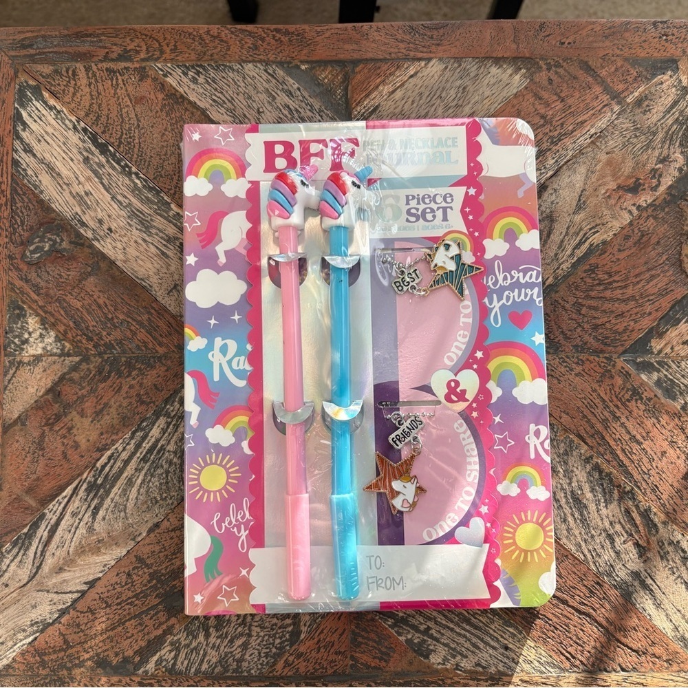 Pulsar BFF Unicorn & Rainbow Pen, Necklace & Journal Set (6-Piece Set)